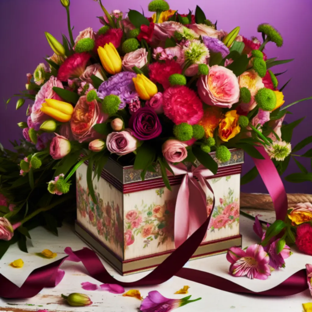 Kwiaty w ozdobnym pudełku – zestaw prezentowy
