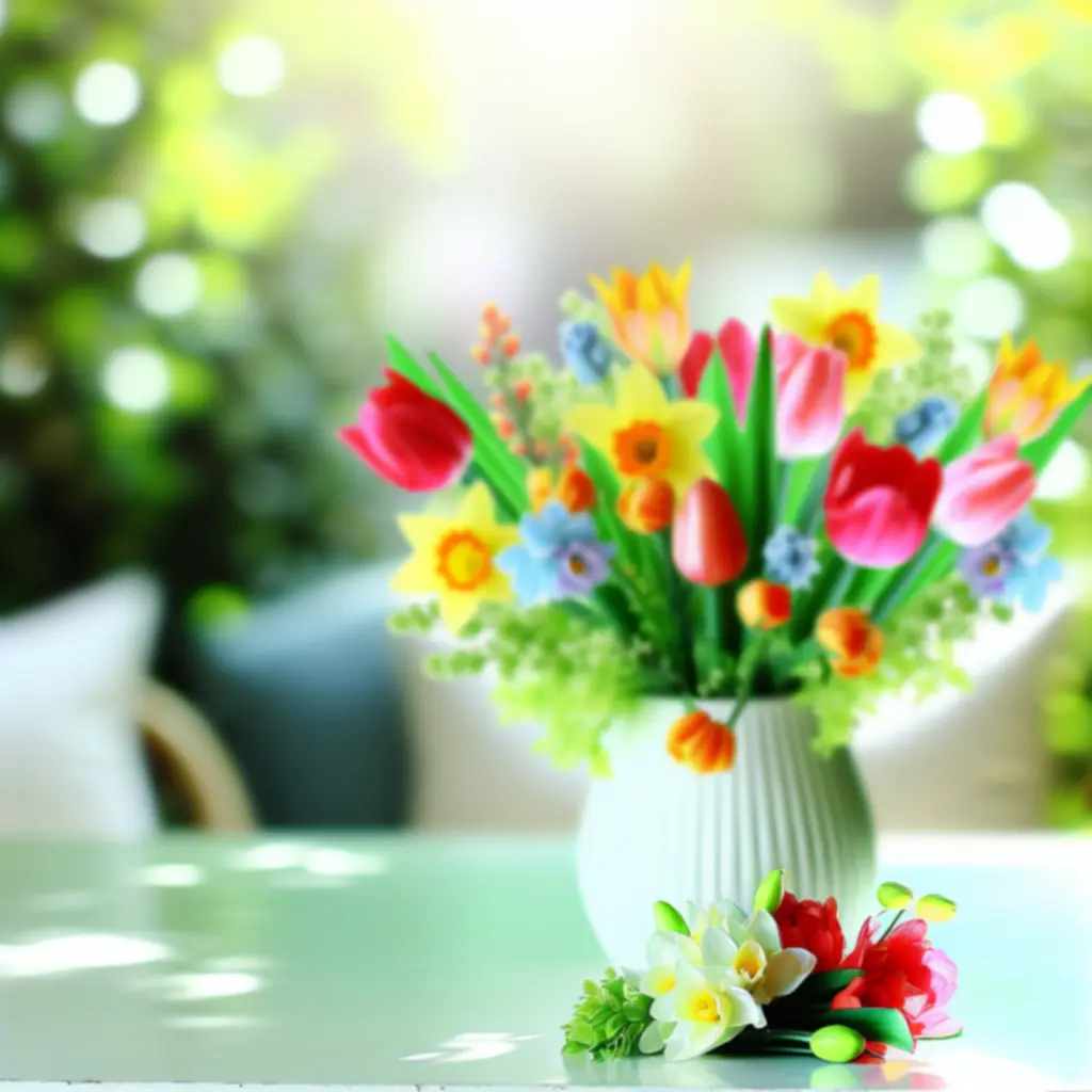 Wiosenna aranżacja stołu z kwiatami